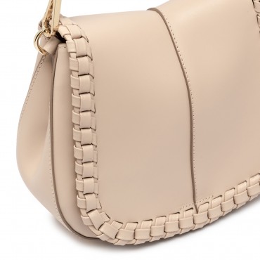 Borsa Helena Round in pelle Col. Crema