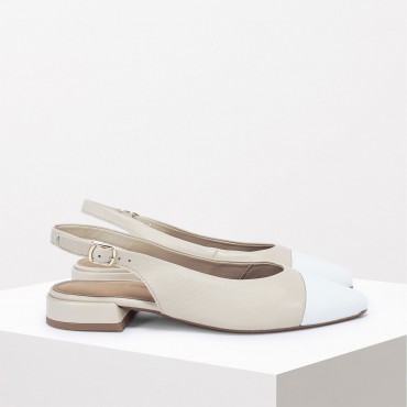 Chanel basso in Pelle Col. Beige Bianco