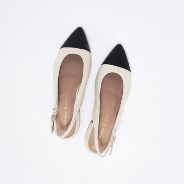 Chanel basso in Pelle Col. Beige Nero