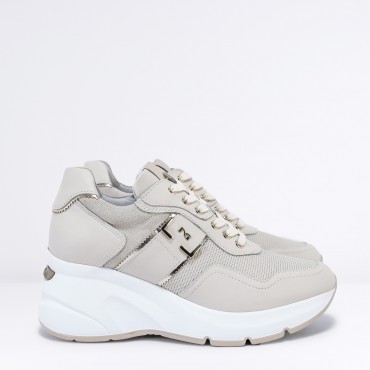 Sneaker zeppa in Pelle Col. Beige