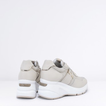 Sneaker zeppa in Pelle Col. Beige