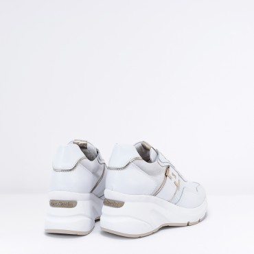 Sneaker zeppa in Pelle Col. Bianco