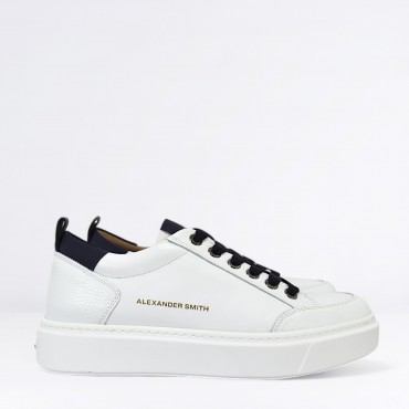 Sneaker Bond in pelle Col. Bianco Blu