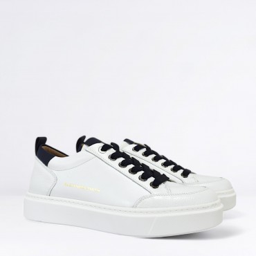 Sneaker Bond in pelle Col. Bianco Blu