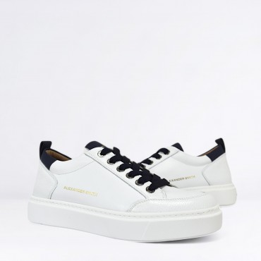 Sneaker Bond in pelle Col. Bianco Blu