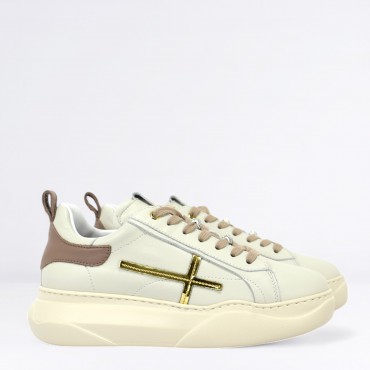 Sneaker in pelle Col. Latte