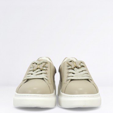 Sneaker farfalla in pelle Col. Beige