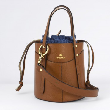 Amber small bucket in pelle Col. Cuoio