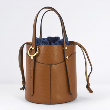 Amber small bucket in pelle Col. Cuoio